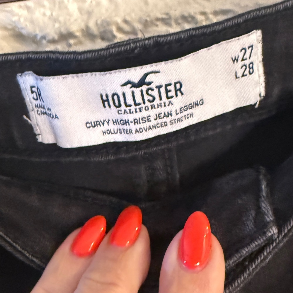 Hollister Curvy High Rise Black Distressed Skinny Jeans W27 L28 - Picture 6 of 6